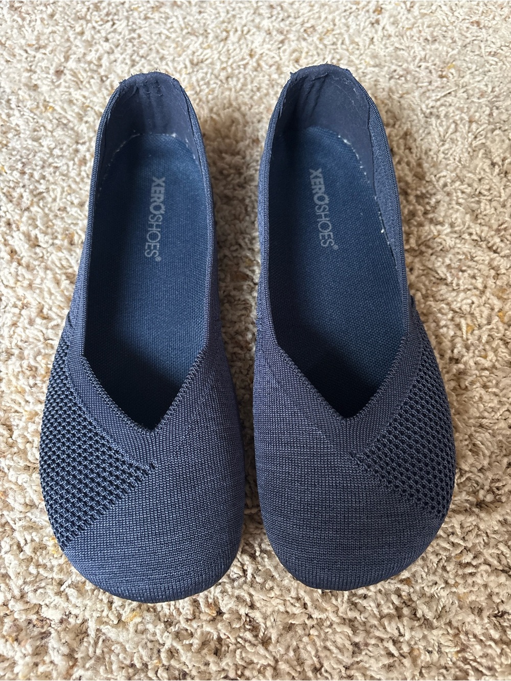 XEROSHOES Phoenix Knit Flat Barefoot Minimalist Navy Blue Size 8.5